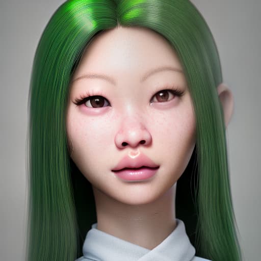 redshift style Jennie Kim as a green-skinned humanoid female from another galaxy