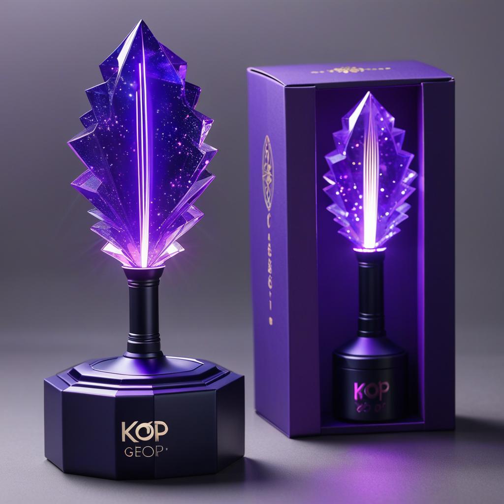  kpop gem top long lightstick dark purple concept with a box