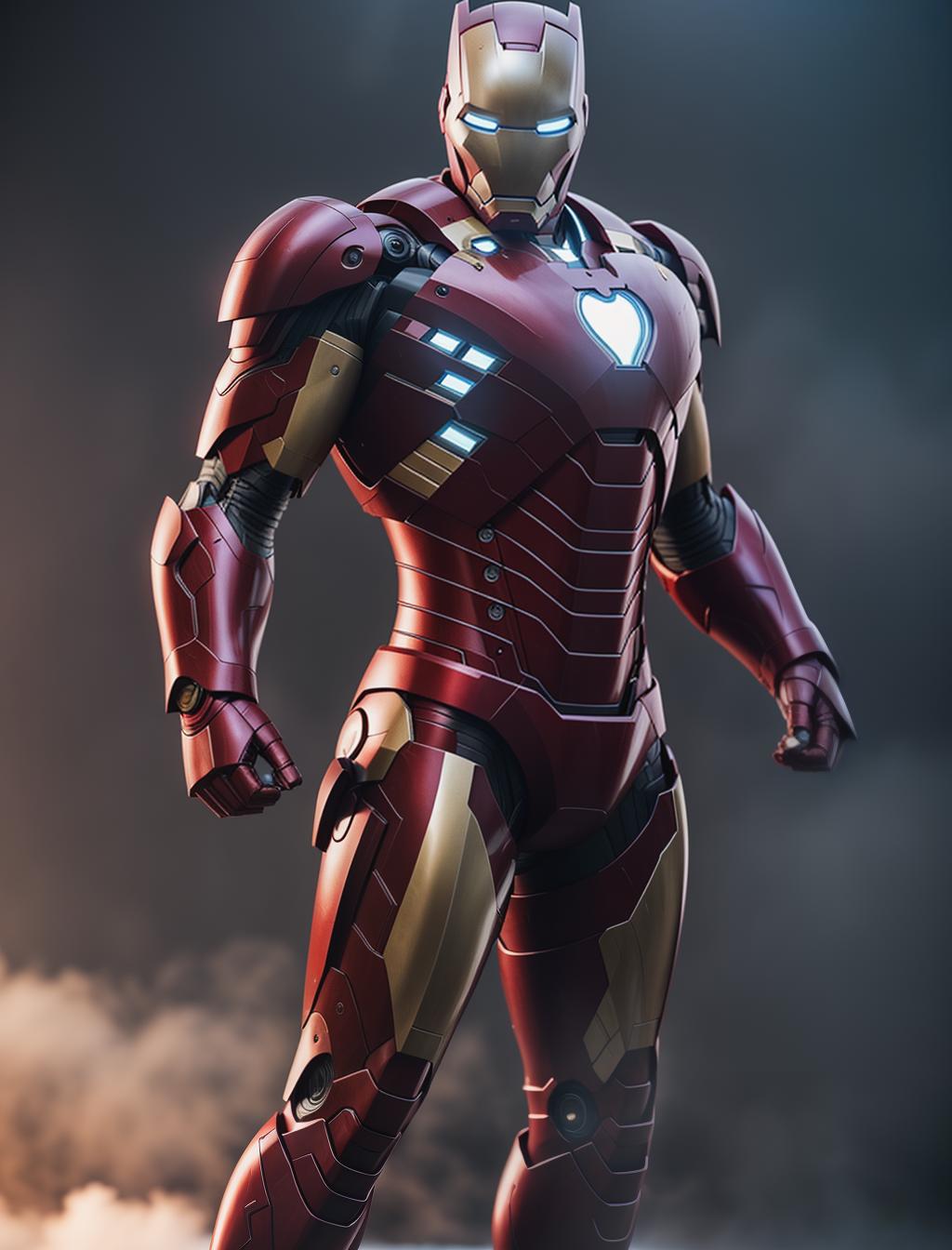  Ironman Batman hyperrealistic, full body, detailed clothing, highly detailed, cinematic lighting, stunningly beautiful, intricate, sharp focus, f/1. 8, 85mm, (centered image composition), (professionally color graded), ((bright soft diffused light)), volumetric fog, trending on instagram, trending on tumblr, HDR 4K, 8K