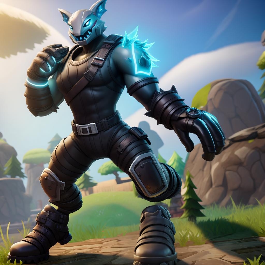  Electric monster (fortnite), full body, gloves, open eyes, masterpiece, 4k, fine details,