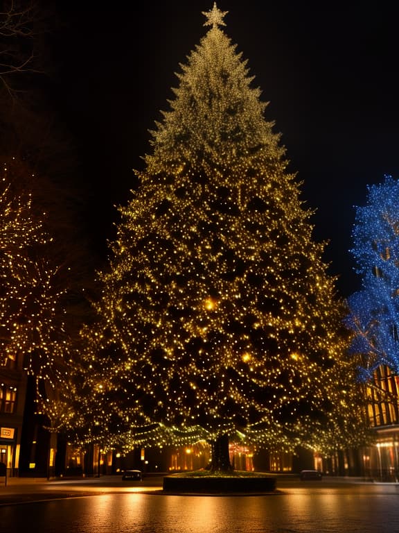  black background, gorgeous new year's tree hyperrealistic, full body, detailed clothing, highly detailed, cinematic lighting, stunningly beautiful, intricate, sharp focus, f/1. 8, 85mm, (centered image composition), (professionally color graded), ((bright soft diffused light)), volumetric fog, trending on instagram, trending on tumblr, HDR 4K, 8K