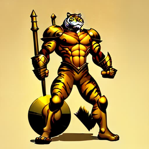  perfect world, tiger man, man, hammer, armor, beige tones, gold, sticker