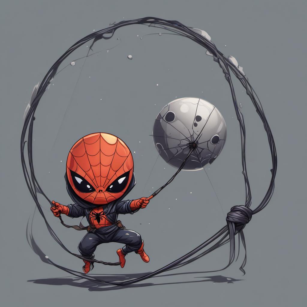  little spider holding two strings, comic style, manga and manhwa style, painting style