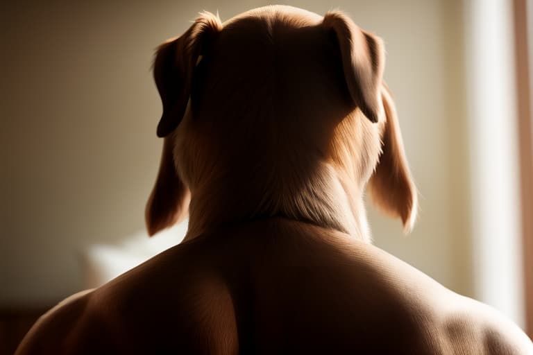  male, dog, elderly, nked, back view, open eyes, masterpiece, 4k, fine details,