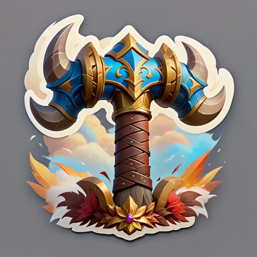  ethereal fantasy concept art of barbarian big battle axe, helm with horns, tribal accessories, rpg class minimal badge logo . magnificent, celestial, ethereal, painterly, epic, majestic, magical, fantasy art, cover art, dreamy, sticker