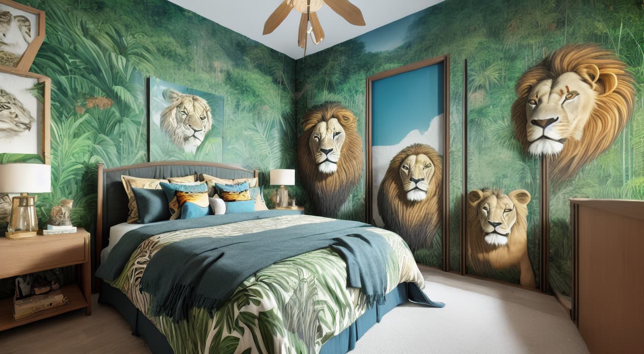  jungle animals, lion bedroom