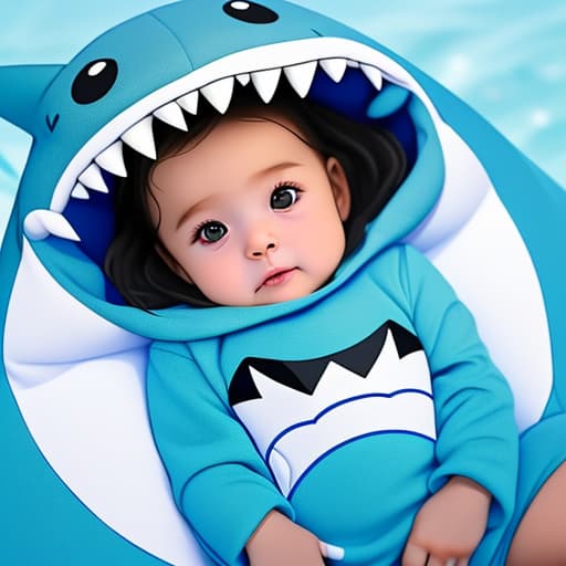  cute baby girl in a shark costume