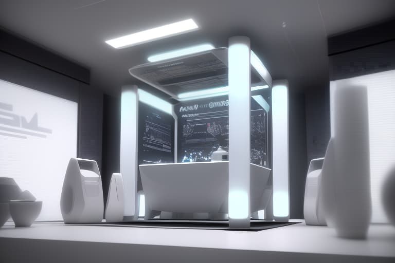  white illuminated wach stand a modern style, a 3d render by cedric seaut (keos masons), cg society contest winner, retrofuturism, rendered in cinema4d, vray tracing, vray