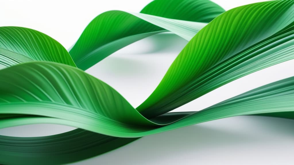  Abstract flowing waves with green leaves on white background ar 16:9 high quality, detailed intricate insanely detailed, flattering light, RAW photo, photography, photorealistic, ultra detailed, depth of field, 8k resolution , detailed background, f1.4, sharpened focus