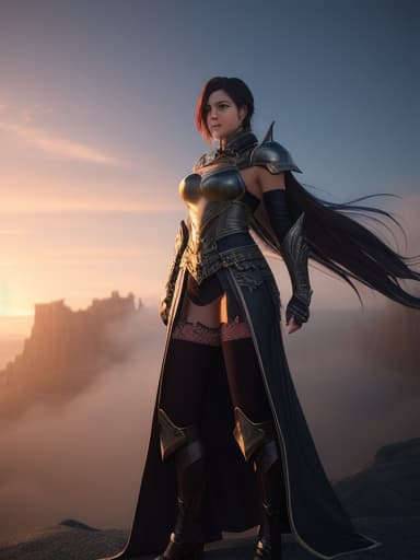  final fantasy woman wearing naked armor, , High quality, High resolution, highly detailed, cinematic lighting, intricate, sharp focus, (centered image composition), (professionally color graded), ((bright soft diffused light)), volumetric fog, trending on instagram, HDR 4K, 8K