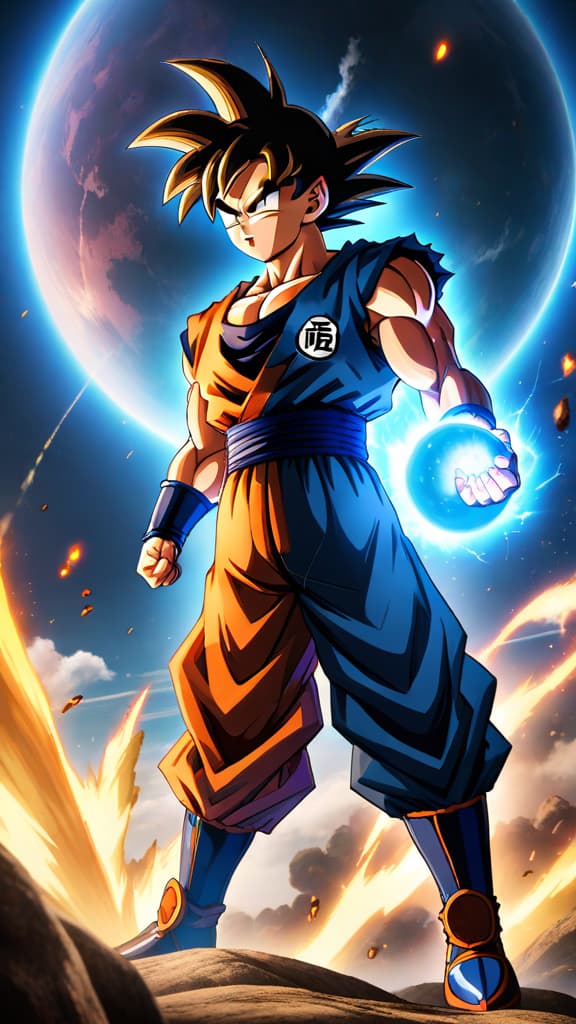  anime art, dragon ball z, fierce battle, energy blasts lighting up the sky, goku and saiyan warriors fighting hyperrealistic, full body, detailed clothing, highly detailed, cinematic lighting, stunningly beautiful, intricate, sharp focus, f/1. 8, 85mm, (centered image composition), (professionally color graded), ((bright soft diffused light)), volumetric fog, trending on instagram, trending on tumblr, HDR 4K, 8K