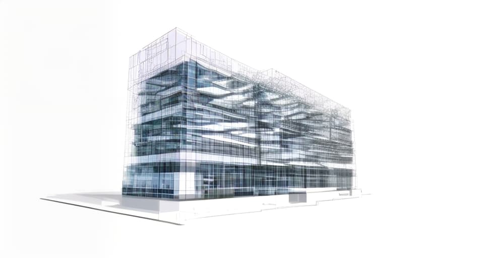 mdjrny-v4 style architecture, high quality, glass facade, 3 story office building, shinjuku kabukicho in background