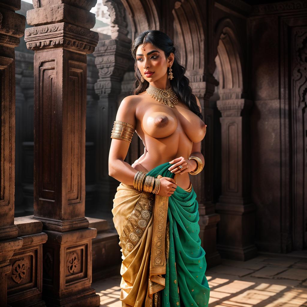  stone statue of a beautiful naked Bengali goddess with big breasts inside a old bengali temple in a Bengali village hyperrealistic, full body, detailed clothing, highly detailed, cinematic lighting, stunningly beautiful, intricate, sharp focus, f/1. 8, 85mm, (centered image composition), (professionally color graded), ((bright soft diffused light)), volumetric fog, trending on instagram, trending on tumblr, HDR 4K, 8K