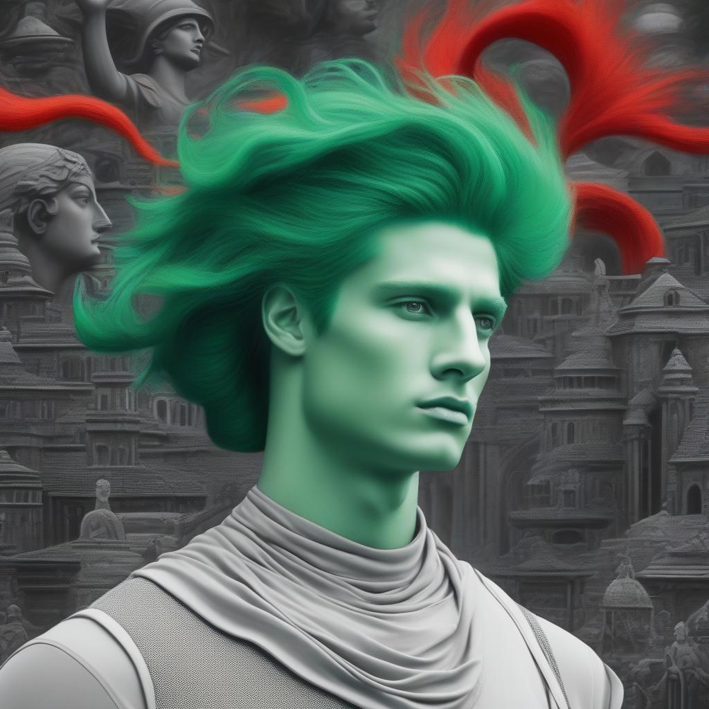  ((pencil drawing)), green haired man at risk of dying due to a devilish narcissist libra woman with red hair stealing the energy and will to live from a green haired Capricorn man, epiCRealism, epiCPhoto, masterpiece, high res, unreal engine, high quality, hyper focus, ultra detailed, ultra photorealism, full frame, , high quality, highly detailed, 4K, 8K