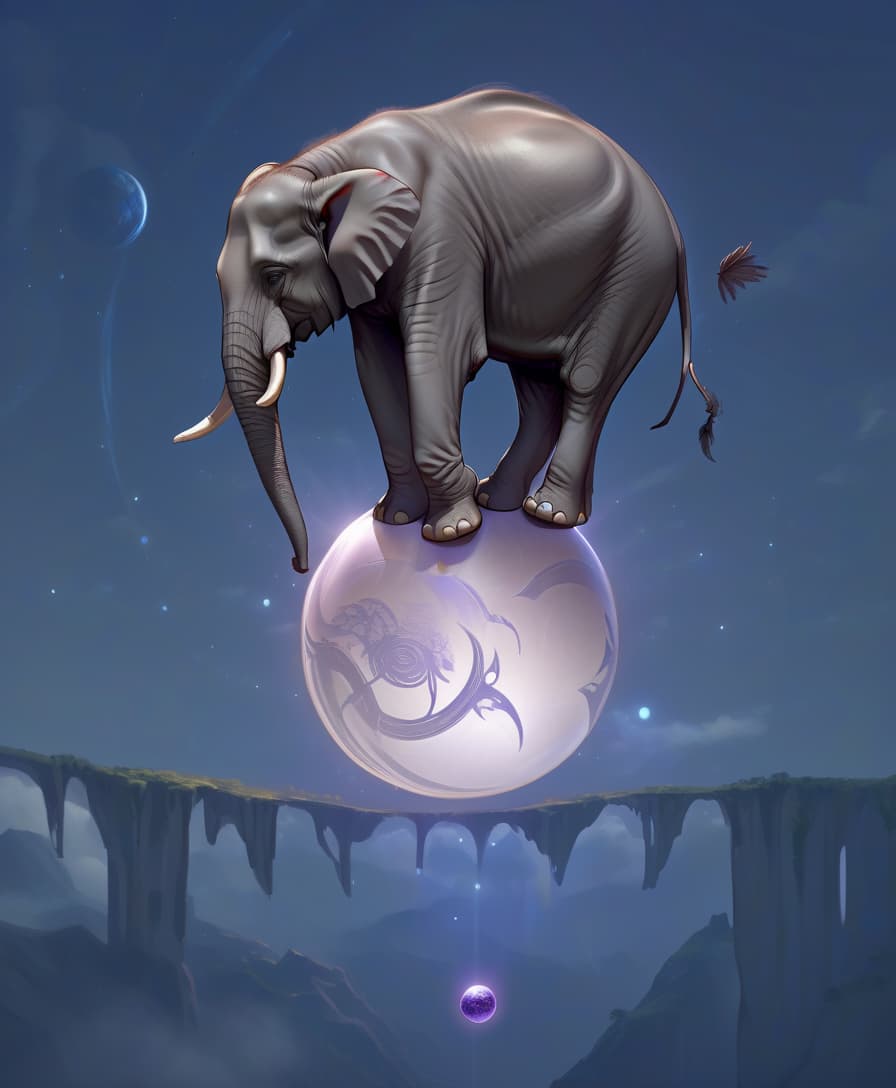  role playing game (rpg) style fantasy create an elephant on the earth planet ball that looks elegant and graceful, with detailed eyes. on a full length white background, the image should be made in bright colors to attract attention.it should be a professional photo taken during daylight hours, on a sunny day . detailed, vibrant, immersive, reminiscent of high fantasy rpg games