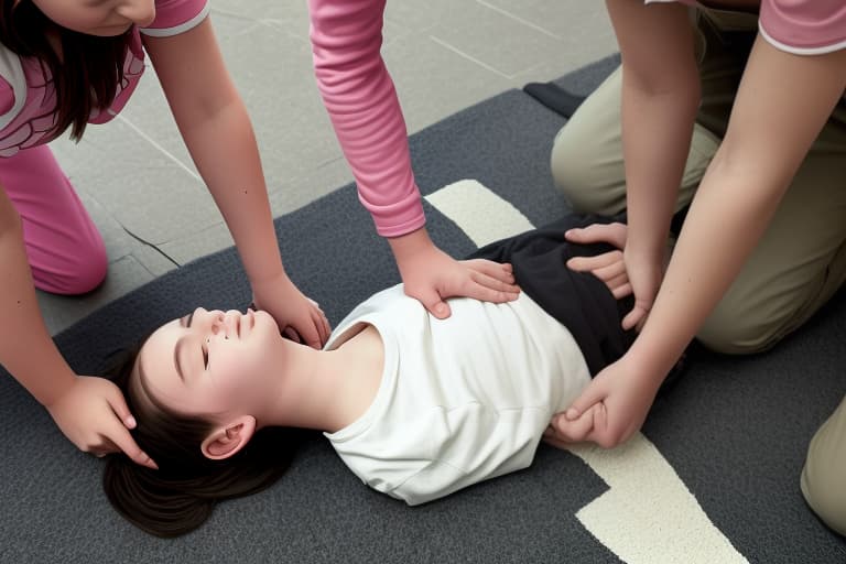  fainted girl being helped