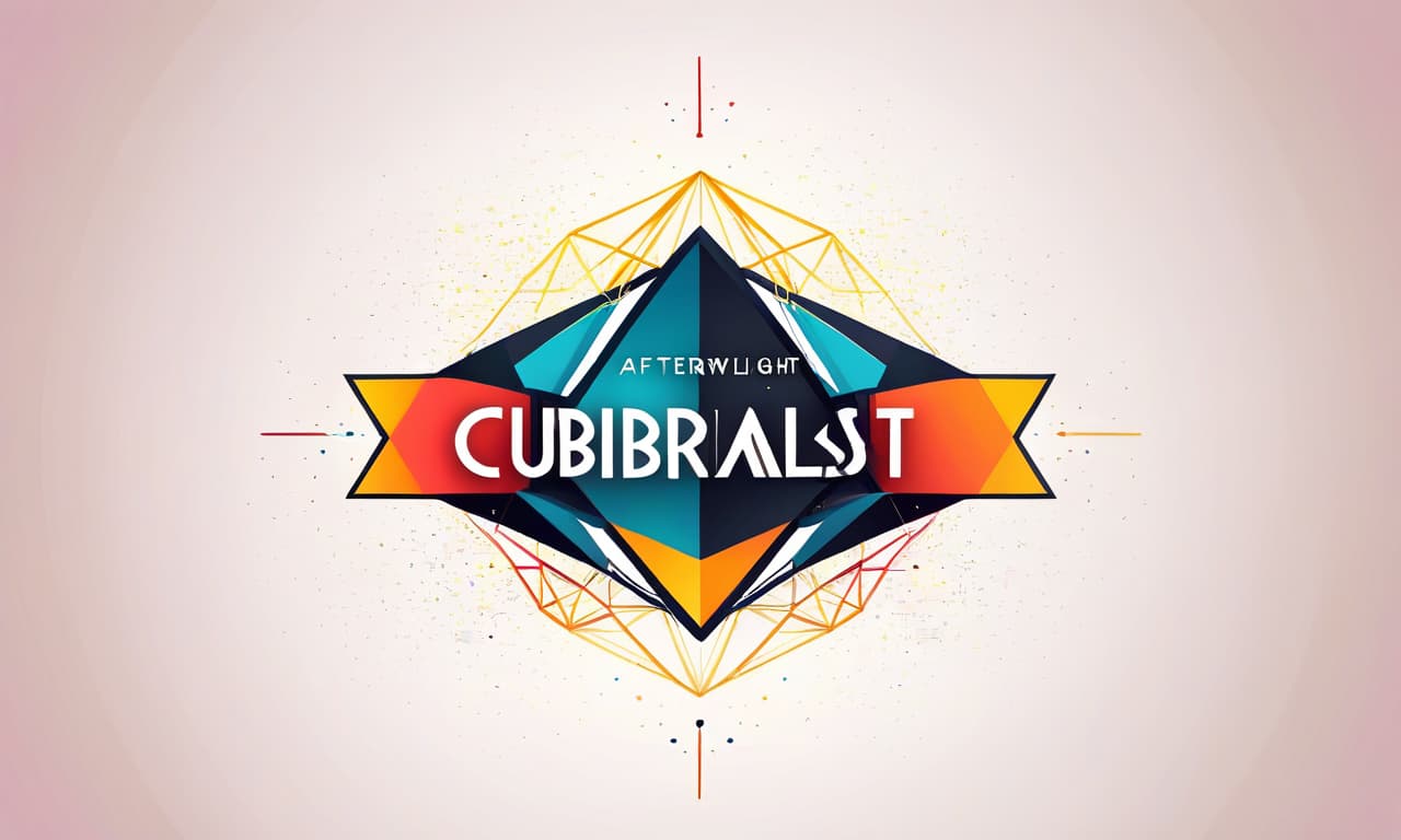  cubist artwork logo with text : afterlight33 . geometric shapes, abstract, innovative, revolutionary