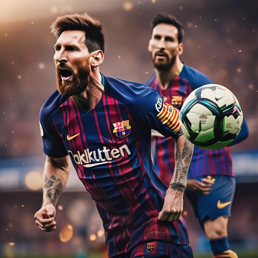  lionel messi hyperrealistic, full body, detailed clothing, highly detailed, cinematic lighting, stunningly beautiful, intricate, sharp focus, f/1. 8, 85mm, (centered image composition), (professionally color graded), ((bright soft diffused light)), volumetric fog, trending on instagram, trending on tumblr, HDR 4K, 8K