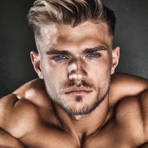 portrait+ style Russian LGBT queer fitness model blonde hunk dude face