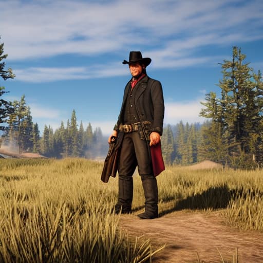  Red dead Redemption2 Apply the Following Styles Anime hyperrealistic, full body, detailed clothing, highly detailed, cinematic lighting, stunningly beautiful, intricate, sharp focus, f/1. 8, 85mm, (centered image composition), (professionally color graded), ((bright soft diffused light)), volumetric fog, trending on instagram, trending on tumblr, HDR 4K, 8K