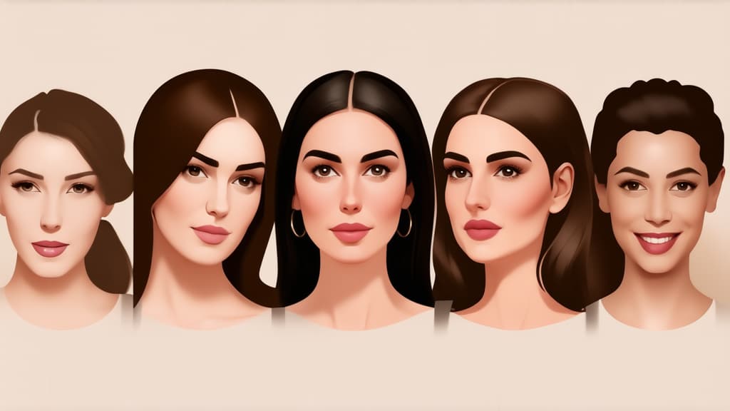  different beauty. set of different female heads of different ages on a light background. ar 16:9, (natural skin texture), highly detailed face, depth of field, hyperrealism, soft light, muted colors