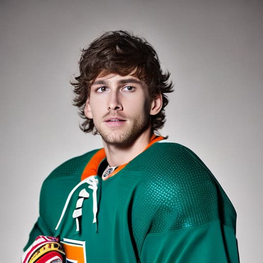 portrait+ style NHL star queer brunette hunk dude face