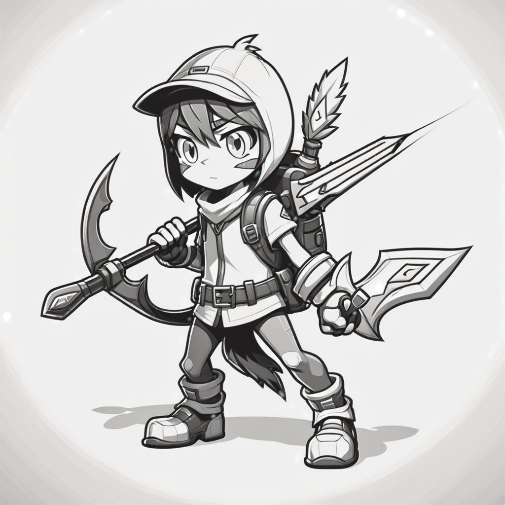  line art drawing hunter character from platformer game, same nightmare. anime style . professional, sleek, modern, minimalist, graphic, line art, vector graphics