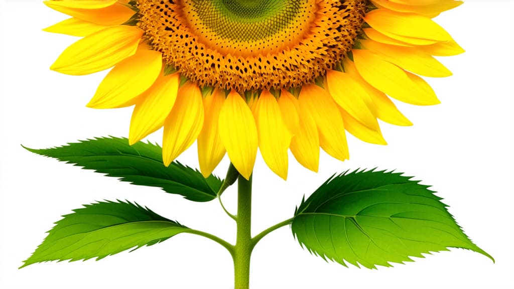  flat illustration, flaticon, (illustration:1.15), sunflower on a white background ar 16:9, [cory loftis, strobist, pascal campion :: 0.2]