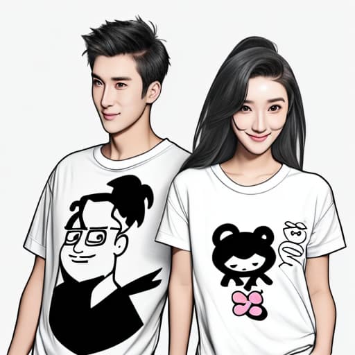  Make me a shirt that has a cute characters in the left corner side of the chest for couples