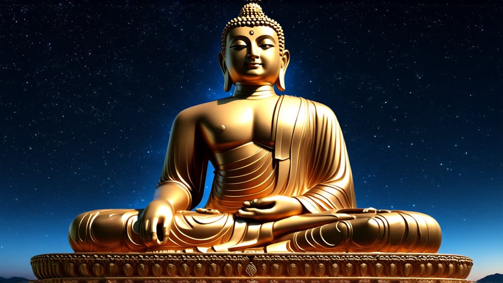  epic realistic, hyperdetailed, (cycles render:1.3), caustics, (glossy:0.58), (artstation:0.82),buddha statue against the starry sky ar 16:9