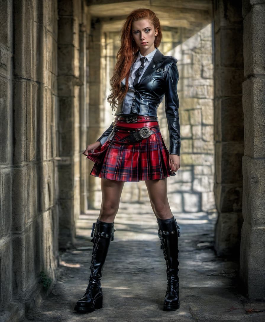  hdr photo of kilt latex girl . high dynamic range, vivid, rich details, clear shadows and highlights, realistic, intense, enhanced contrast, highly detailed