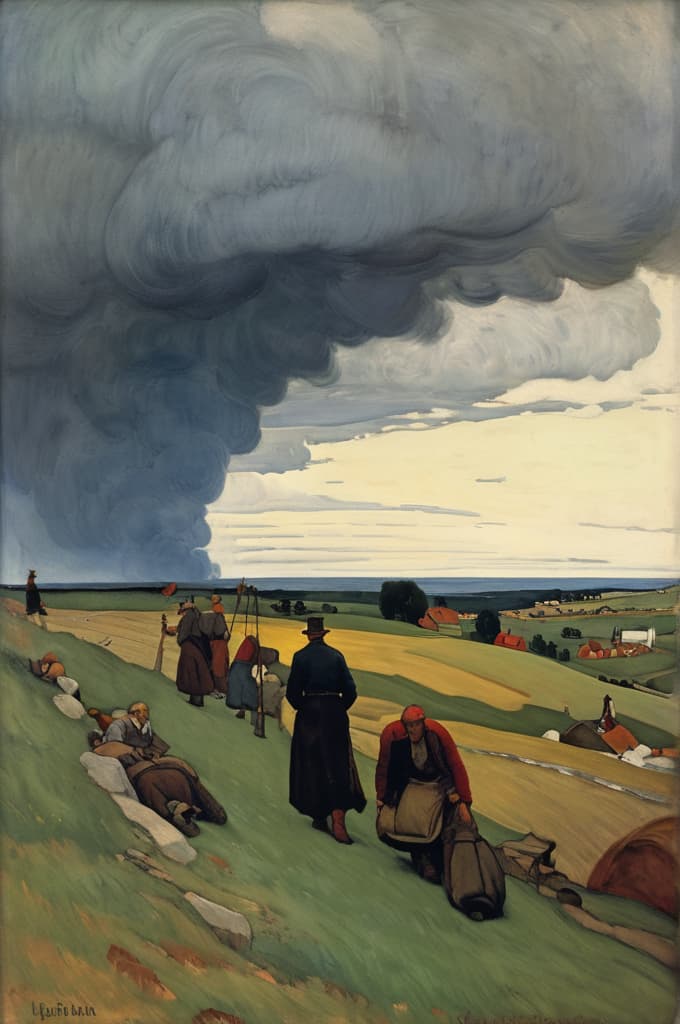  hugo simberg people 1904 working landscape, 4k