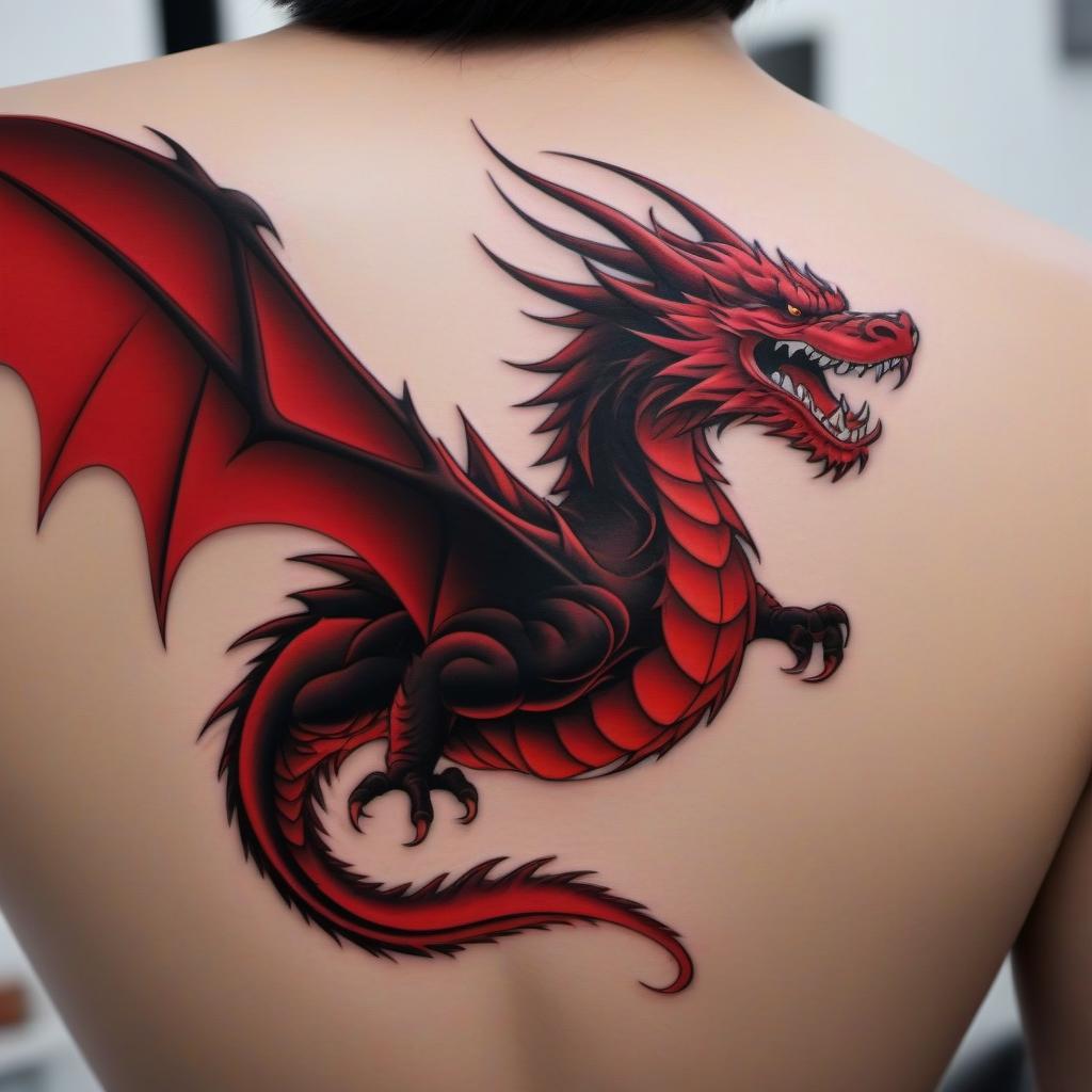  Red Fire Dragon Tattoo