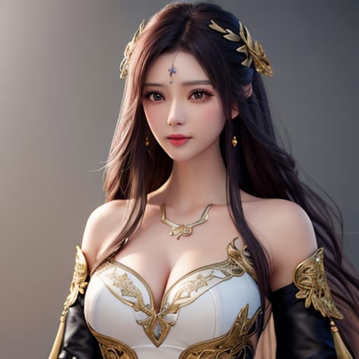  portrait of a innocent beautiful women, soft hair, muscular, half body, oriental, tidy, long and curly hair, leather, black, fantasy, intricate, elegant, highly detailed, digital painting, artstation, concept art, smooth, sharp focus, illustration hyperrealistic, full body, detailed clothing, highly detailed, cinematic lighting, stunningly beautiful, intricate, sharp focus, f/1. 8, 85mm, (centered image composition), (professionally color graded), ((bright soft diffused light)), volumetric fog, trending on instagram, trending on tumblr, HDR 4K, 8K