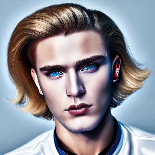 portrait+ style Russian LGBT queer pop singer blonde hunk dude face