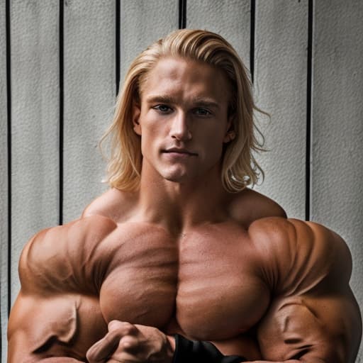 portrait+ style IFBB superstar bodybuilder blonde hunk dude face