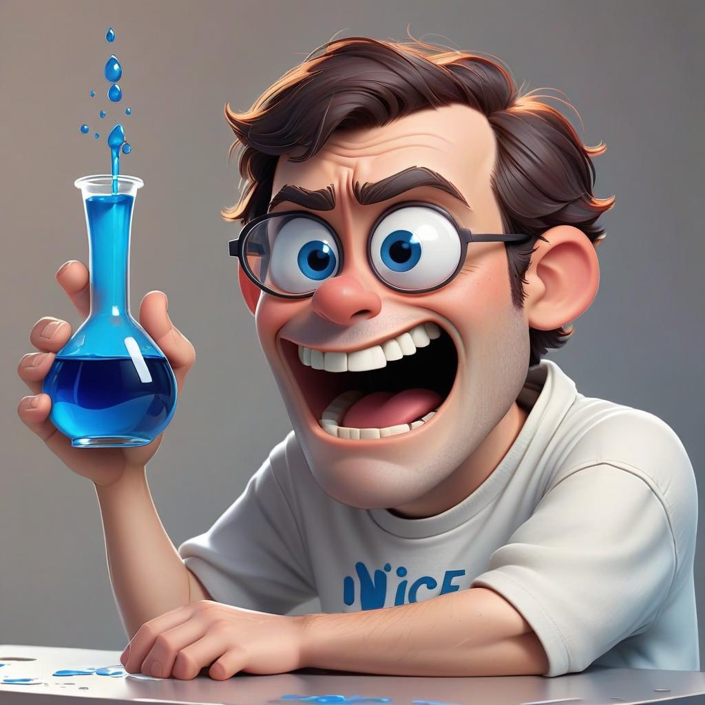  nice pixar lab flask with blue liquid, t shirt design