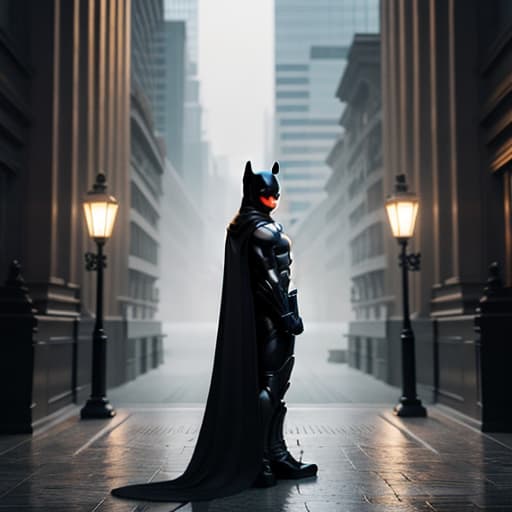  cat,batman hyperrealistic, full body, detailed clothing, highly detailed, cinematic lighting, stunningly beautiful, intricate, sharp focus, f/1. 8, 85mm, (centered image composition), (professionally color graded), ((bright soft diffused light)), volumetric fog, trending on instagram, trending on tumblr, HDR 4K, 8K