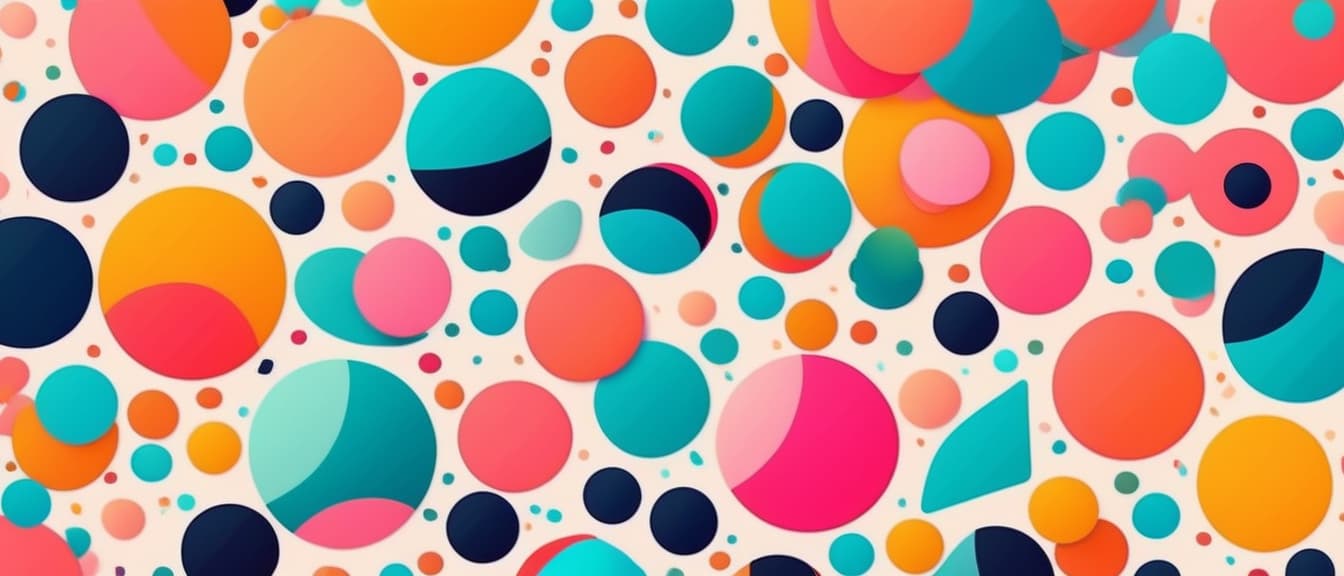  fun cheerful geometric dot and freeform shape abstract background colorful vibrant tone, freedom and optimistic summer vibe banner background backdrop,