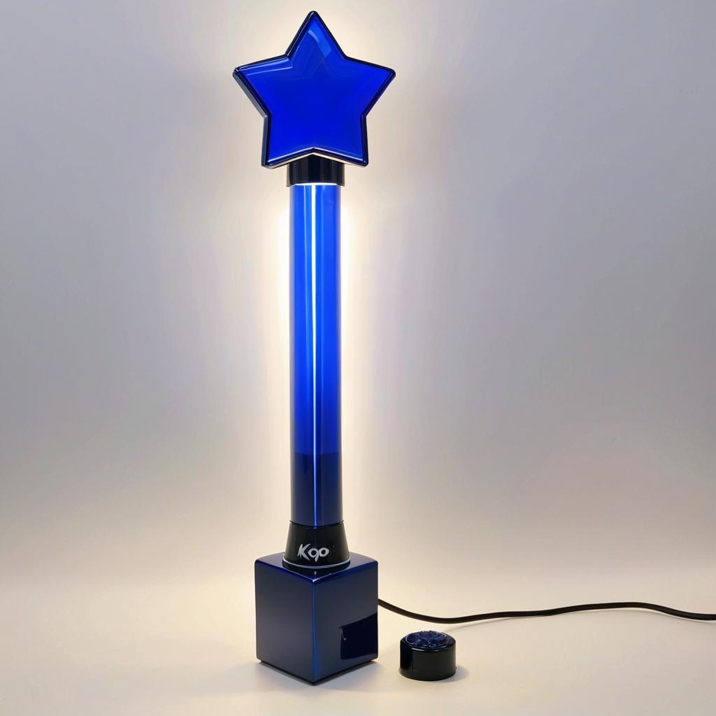  k pop long lightstick dark blue starlights with box, award winning, professional, highly detailed, masterpiece