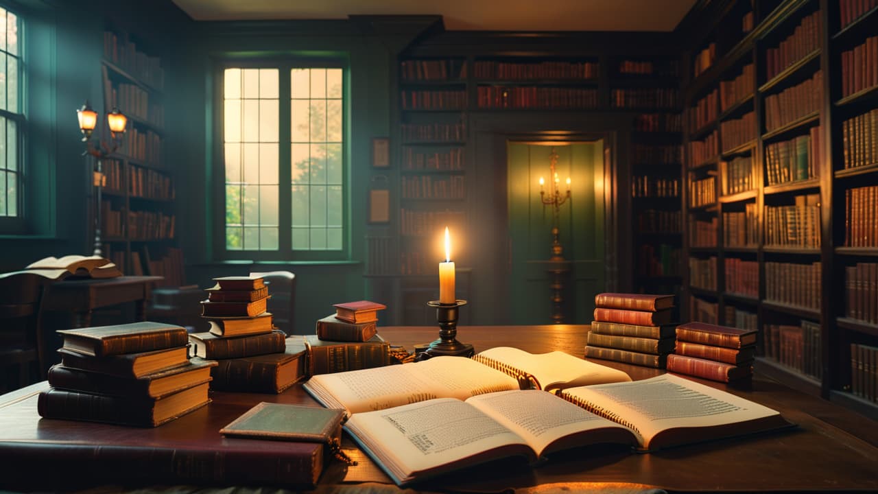  an atmospheric scene depicting a dimly lit room filled with ancient books, scattered notes, and glowing artifacts, surrounded by shadowy figures sharing whispers, with ghostly urban legends illustrated in the background. hyperrealistic, full body, detailed clothing, highly detailed, cinematic lighting, stunningly beautiful, intricate, sharp focus, f/1. 8, 85mm, (centered image composition), (professionally color graded), ((bright soft diffused light)), volumetric fog, trending on instagram, trending on tumblr, HDR 4K, 8K