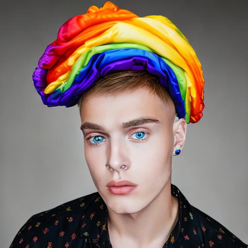 portrait+ style Russian LGBT queer tiktok star blonde hunk dude face