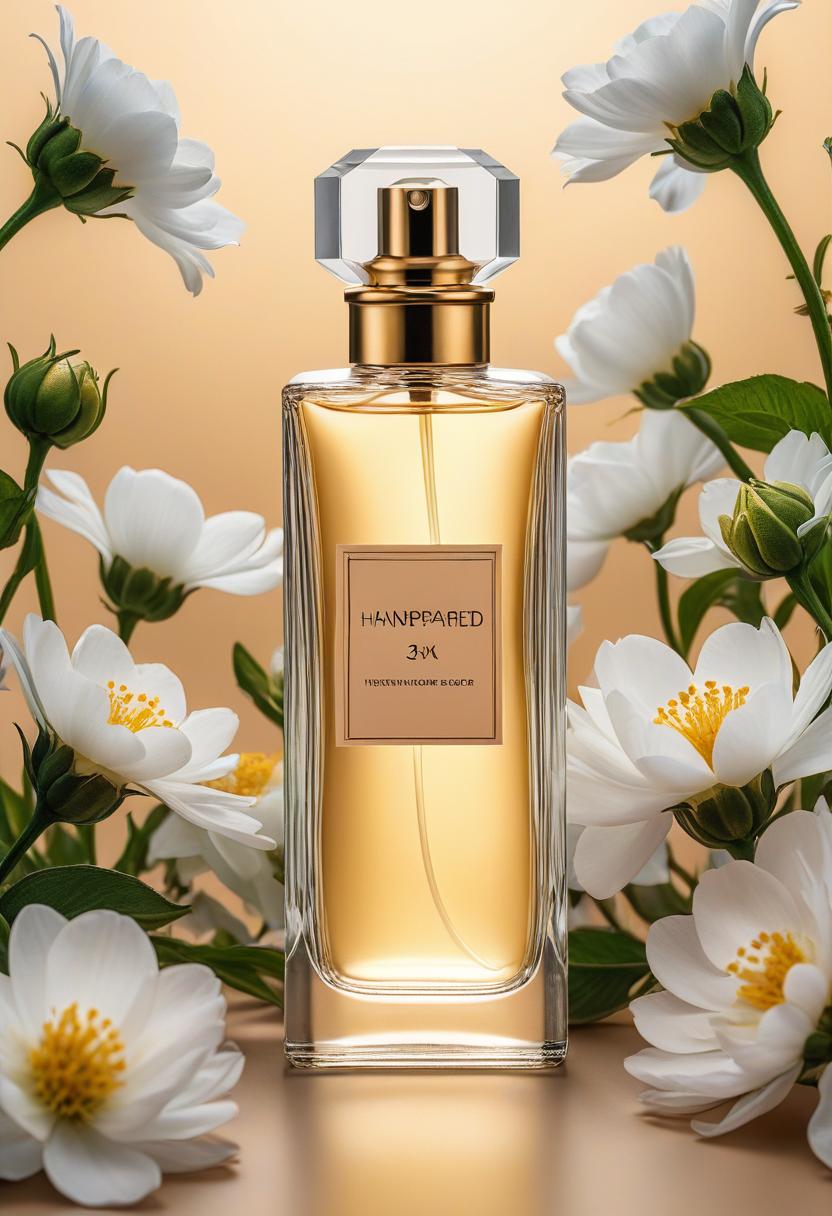  retail packaging style front view of a transparent perfume bottle without a logotype 1.2) without text1.2) without a name1.2)) with a luxurious design, surrounded by fresh white adonis flowers on a beige background, layouts for advertising. space for text, photos, excellent detail, realistic 8k photos, clear focus, high resolution, ultra high resolution, close up shots, professional photo . vibrant, enticing, commercial, product focused, eye catching, professional, highly detailed hyperrealistic, full body, detailed clothing, highly detailed, cinematic lighting, stunningly beautiful, intricate, sharp focus, f/1. 8, 85mm, (centered image composition), (professionally color graded), ((bright soft diffused light)), volumetric fog, trending on instagram, trending on tumblr, HDR 4K, 8K