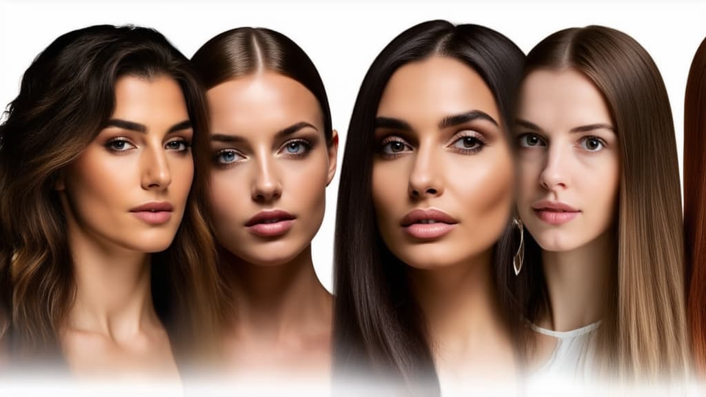  different beauty. set of different female heads on a light background. different ages and nationalities. ar 16:9, (natural skin texture), highly detailed face, depth of field, hyperrealism, soft light, muted colors