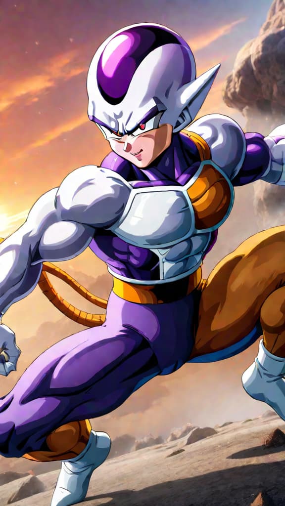  anime art of frieza plotting to eliminate the saiyan race to secure his reign in dragon ball z. hyperrealistic, full body, detailed clothing, highly detailed, cinematic lighting, stunningly beautiful, intricate, sharp focus, f/1. 8, 85mm, (centered image composition), (professionally color graded), ((bright soft diffused light)), volumetric fog, trending on instagram, trending on tumblr, HDR 4K, 8K