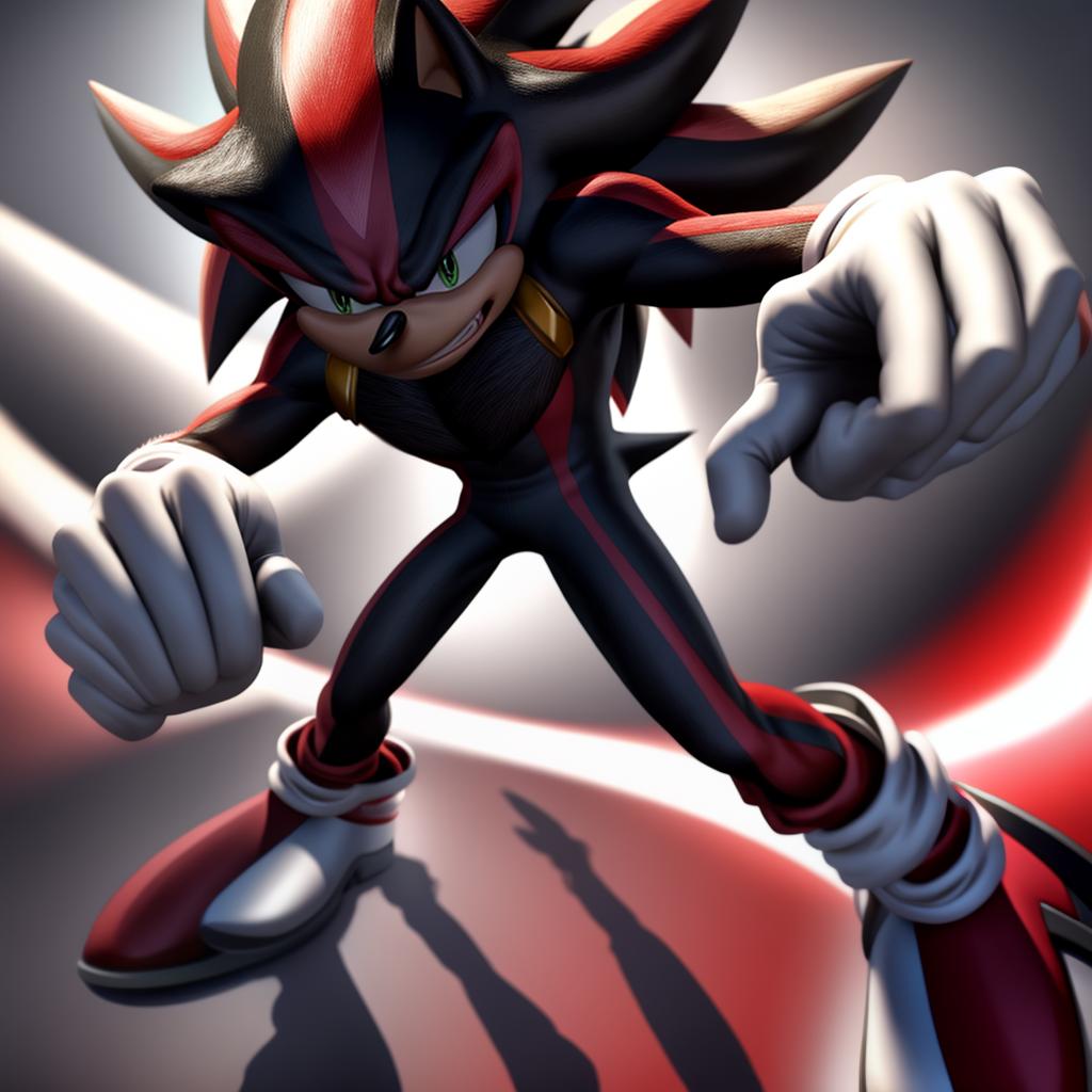  Angry Shadow the hedgehog (sonic prime) (full shadow the hedgehog body) wearing shadow the hedgehog white gloves punches human male, open eyes, digital art, masterpiece, 4k, fine details,