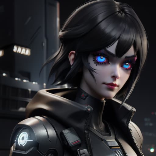 girl, cyberpunk augmentation, cyberware, cyborg, carbon fiber, chrome, implants, metall skull, bloody, cyber plate armor, dark atmosphere, dark night, scars, (black short disheveled hair:1.1), black eyeshadow, beautiful detailed glow, detailed, Cinematic light, intricate detail, highres, rounded eyes, detailed facial features, high detail, sharp focus, smooth, aesthetic, extremely detailed, insanely detailed and intricate dark industrial factory background, slim body, stylish pose, <lora:add_detail:0.4> <lora:epi_noiseoffset2:0.4> <lora:hairdetailer:0.6> <lora:more_details:0.3> <lora:add-detail-xl:1.2> <lora:DetailedEyes_V3:1.2> <lora:sd_xl_offset_example-lora_1.0:1.2>, hyperrealistic, high quality, highly detailed, cinematic lighting, intr