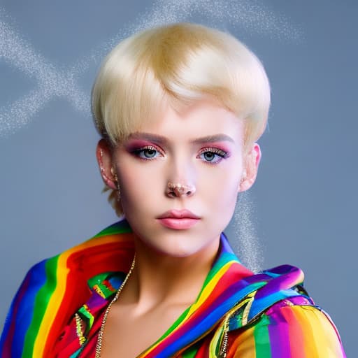 portrait+ style Russian LGBT queer superstar blonde female face