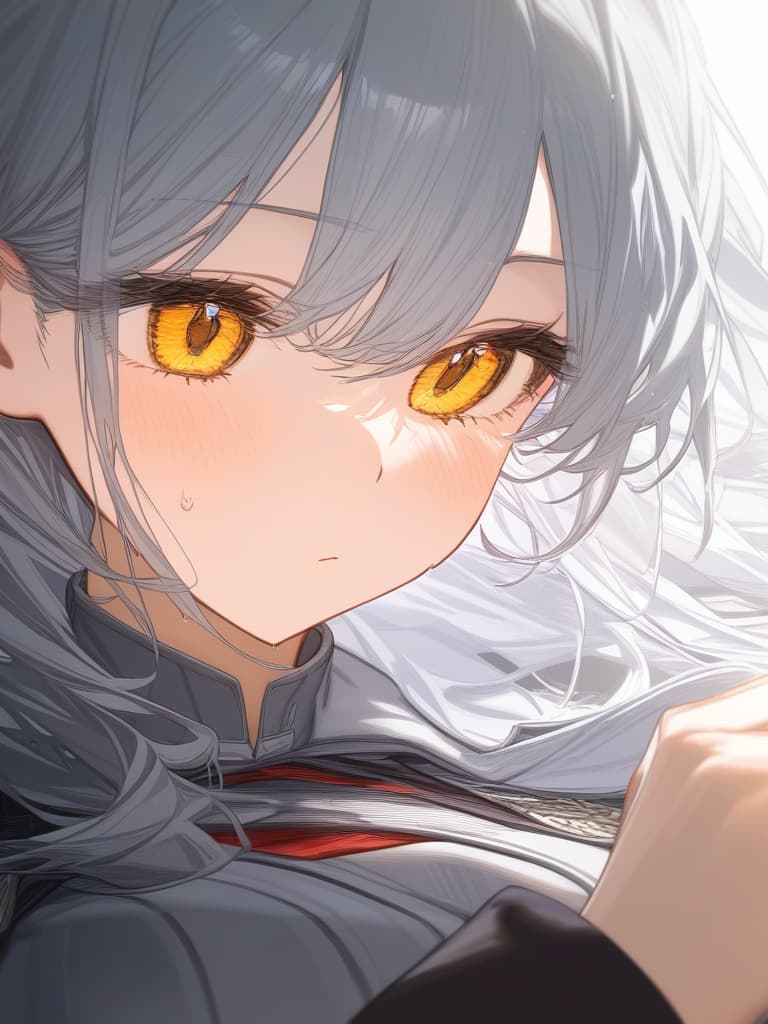  gray hair, yellow eyes, masterpiece, best quality,8k,ultra detailed,high resolution,an extremely delicate and beautiful,hyper detail