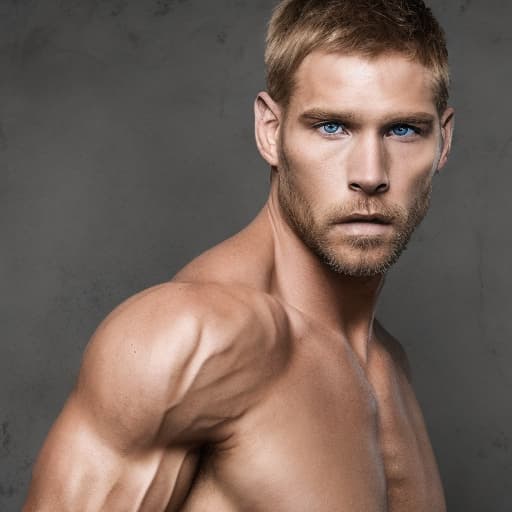 portrait+ style Spartacus actor blonde hunk dude face